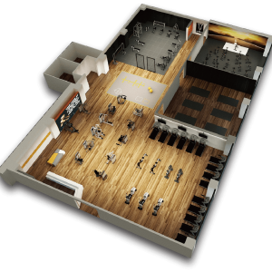 健身房规划设计1000平方米效果图